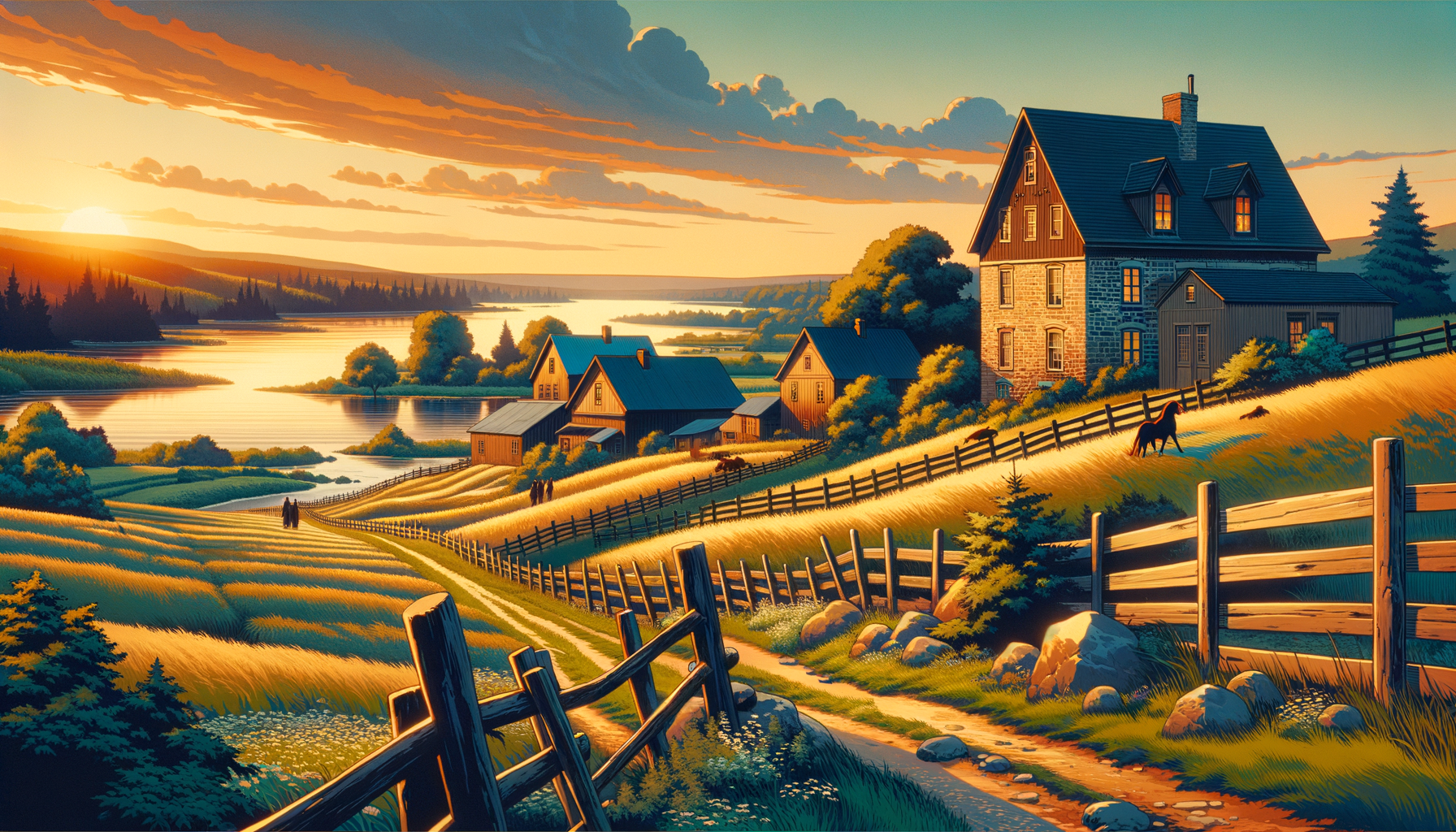 Route en campagne au bord de l'eau